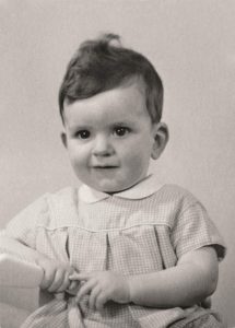 Black and white photo of Richard as a baby