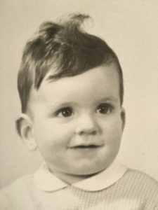 Black white photo of Richard as a baby