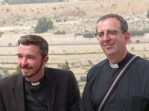 Richard (right) and David (left) wearing dog collars